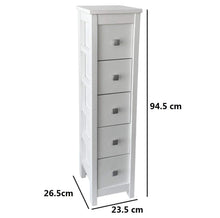 Cargar imagen en el visor de la galería, Mueble Auxiliar Cajonera Estrecho de Madera de Pino Natural Color Blanco Para Baño Dormitorio