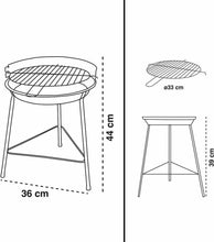 Cargar imagen en el visor de la galería, Barbacoa redonda de pie con diámetro de 33 cm (52733)
