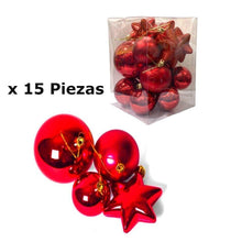 Cargar imagen en el visor de la galería, Colgante De Bolas Estrellas De Navidad X15 Piezas Brillo Mate Purpurina