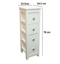 Cargar imagen en el visor de la galería, Mueble Auxiliar Cajonera Estrecho de Madera de Pino Natural Color Blanco Para Baño Dormitorio