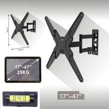 Cargar imagen en el visor de la galería, Soporte de pared para televisor TV LCD LED monitor 17" A 47" Giratorio inclina