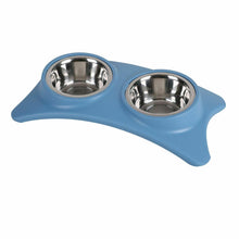 Cargar imagen en el visor de la galería, Comedero de 2 cuencos acero innoxidable extraíble para mascota perro gato