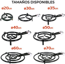 Cargar imagen en el visor de la galería, Quemador paellero a gas butano/propano metálico y esmaltado con reguladores gas