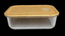 Cargar imagen en el visor de la galería, Fiambrera de Cristal con Tapa de Bambú Rectangular Cuadrada redonda