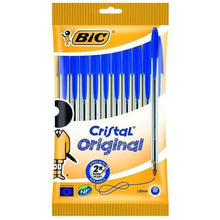 Cargar imagen en el visor de la galería, BIC Cristal Bolígrafos Original Pack 10 en bolsa Elegir Azul (1.0 mm) / Negro (1.0mm) / Multicolor (1.6mm) / 4 Colores (0.8mm)