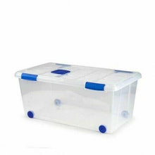 Cargar imagen en el visor de la galería, Caja de PLASTICO almacenamientoTRASPARENTE, 61 litros, con ruedas, N 7