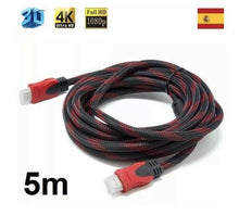 Cargar imagen en el visor de la galería, Cable HDMI PS4 PS3 Xbox 360 Full HD 5m Metros 24K 1.4 Conectores Oro PC BluRay