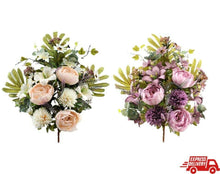 Cargar imagen en el visor de la galería, Ramo de Flores Peonia Artificiales Cementerio Mesa Decoración Boda 14 tenedores