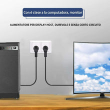 Cargar imagen en el visor de la galería, Cable de Alimentación 1.5M, 3 Pines, Enchufe Europeo, Negro para Monitor, Televisión, Proyector, PC, 3 * 0.75mm²