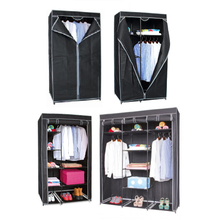 Cargar imagen en el visor de la galería, Armario con Funda / Ropero con Funda, Tela Ropero Estante Lona Ropa Guardarropa, Armario almacenamiento Color Negro