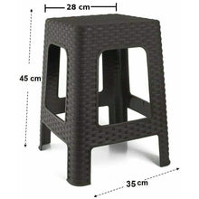 Cargar imagen en el visor de la galería, Taburete Silla de plástico Estilo Rattan vario colores, Banco Asiento Cuadrado, Muebles de exterior Sillas de jardín