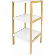 Cargar imagen en el visor de la galería, Mueble de Baño Estanteria Bambú y Madera -3 o 4 Baldas - Estanteria Baño (Blanco-Natural)