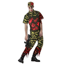 Cargar imagen en el visor de la galería, Disfraz Militar Zombi Sangriento Hombre Adulto Para Hallowen Carnaval Fiesta Teatro