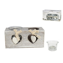 Cargar imagen en el visor de la galería, Portavelas de Madera con corazón Velas Decorativas Candelabros Decoración Hogar