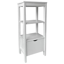 Cargar imagen en el visor de la galería, Mueble de Baño con 1 Cajon Bajo + 3 Estantes (2 compartimentos) de Madera Pino Natural Blanco Para