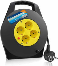 Cargar imagen en el visor de la galería, Cable de alimentación de bobina enrollable de 5 10 15 20 25 m y 4 BASE