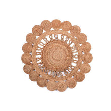 Cargar imagen en el visor de la galería, Alfombra redonda trenzada de 100% Yute natural de 4 diseños – Diámetro 90 cm