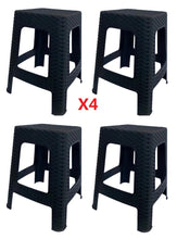 Cargar imagen en el visor de la galería, 4 X Taburetes Sillas de plástico Estilo Rattan vario colores, Asiento Cuadrado