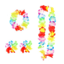 Cargar imagen en el visor de la galería, Pack 10 de Conjunto Hawaiana 1 Collar 1 Diadema 2 Pulseras de Flores Accesorios de Fiesta