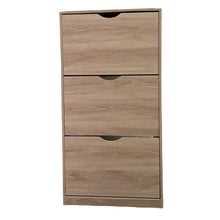 Cargar imagen en el visor de la galería, Mueble Armario de Zapateros Madera 3 Cajones Roble para 18 Pares Zapatos