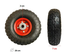 Cargar imagen en el visor de la galería, Rueda de Carretilla Inflable 136 kg 4.10/3.5-4 26cm Goma Nylon Ultra Resistente
