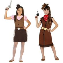 Cargar imagen en el visor de la galería, Disfraz Vaquera Pistolera Niña Infantil Marrón para Carnaval Fiesta