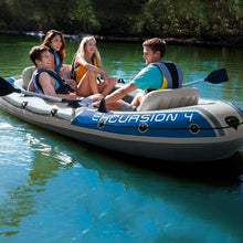 Cargar imagen en el visor de la galería, Barca Hinchable Excursion 4 con 2 Remos + Soporte Motor Fueraborda Base Aluminio