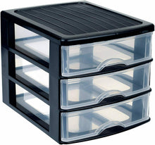 Cargar imagen en el visor de la galería, Cajonera Plastico Sobremesa disponibles en 2, 3 y 4 cajones para escritorio y oficina almacenamiento de sobremesa Color Blanco Negro