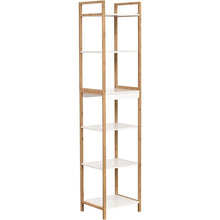 Cargar imagen en el visor de la galería, MUEBLE DE BAÑO ESTANTERÍA 6 ESTANTES MDF Y ESTRUCTURA BAMBU 40 x 34 x 180 cm