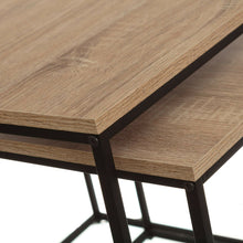 Cargar imagen en el visor de la galería, Juego de 2 Mesas Auxiliares Nido Cuatrados de Madera Diseño Intustrial de Salón