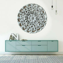 Cargar imagen en el visor de la galería, Mandala pared cuadrado y redondo blanco de madera decoración de pared de hogar