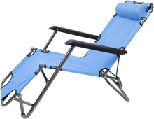 Cargar imagen en el visor de la galería, Silla Tumbona Plegable 79 x 46,5 x 153 cm Hamaca Regulable Multiposiciones de Metal - Ideal para