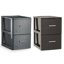Cargar imagen en el visor de la galería, Cajonera de Plástico Volga Rattan blanco / Antracita / Wengué Decoración Hogar Oficina