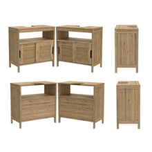 Cargar imagen en el visor de la galería, Mueble de Baño Armario Bajo Lavabo Bambú con 2 Puertas Correderas y 1 Estante Interior - MAHE