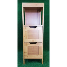 Cargar imagen en el visor de la galería, TENDANCE Mahe Mueble Columna de Baño Armario Cajonera Bambú 2 Cajones DM Plus 1 Estante