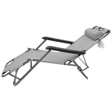 Cargar imagen en el visor de la galería, Silla Tumbona Plegable 79 x 46,5 x 153 cm Hamaca Regulable Multiposiciones de Metal - Ideal para