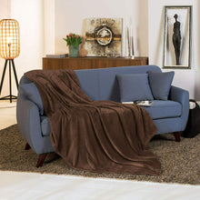 Cargar imagen en el visor de la galería, Manta lisa sofá cama nordico lavado mecánico ligera supercálida suave 220x240 cm