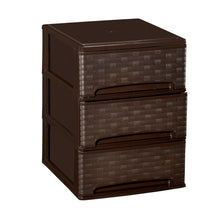 Cargar imagen en el visor de la galería, Cajonera de Plástico 3 / 4 Cajones Apilables Wengué Decoración Bambú