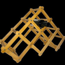 Cargar imagen en el visor de la galería, Botellero de bambu para 6 botellas, estantería de madera para vino, 56x17x37 cm