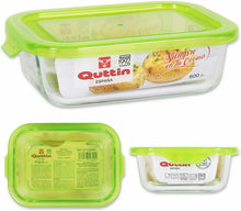 Cargar imagen en el visor de la galería, Fiambrera de Cristal con Tapa de Verde Rectangular Cuadrada redonda