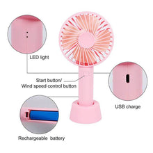 Cargar imagen en el visor de la galería, Mini Ventiladores de Mano Ventilador Portátil USB Batería Recargable 3 velocidad