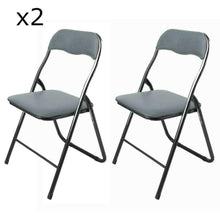 Cargar imagen en el visor de la galería, Silla Plegable Gris PVC Asiento Acolchado