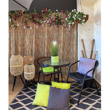 Cargar imagen en el visor de la galería, Mesa Redonda de Metal con Base de Cristal - Mesa para Jardín, Terraza, Patio o Balcón - Alto. 70 cm x Diámetro 60 cm