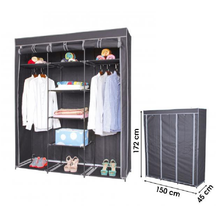 Cargar imagen en el visor de la galería, Armario con Funda / Ropero con Funda, Tela Ropero Estante Lona Ropa Guardarropa, Armario almacenamiento Color Negro