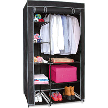 Cargar imagen en el visor de la galería, Armario con Funda / Ropero con Funda, Tela Ropero Estante Lona Ropa Guardarropa, Armario almacenamiento Color Negro