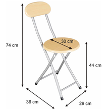 Cargar imagen en el visor de la galería, 2 x Silla Plegable DE Metal con Madera Y ESPALDAR Cocina JARDÍN SALÓN Bar Taburete
