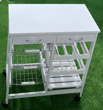 Cargar imagen en el visor de la galería, Mueble de Cocina Carro verdulero frutero, 3 cestos, 1 baldas, 2 botellero , 2 cajones, Mueble Para Cocina