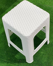 Cargar imagen en el visor de la galería, Taburete Silla de plástico Estilo Rattan vario colores, Banco Asiento Cuadrado, Muebles de exterior Sillas de jardín
