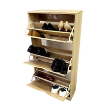 Cargar imagen en el visor de la galería, Mueble Armario de Zapateros Madera 3 Cajones Roble para 18 Pares Zapatos