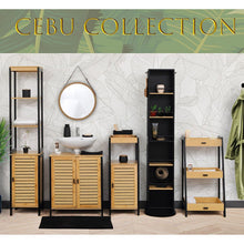 Cargar imagen en el visor de la galería, Mueble de Baño Armario bajo estructura mdf 1 puerta y 1 compartimento bambu Cebu